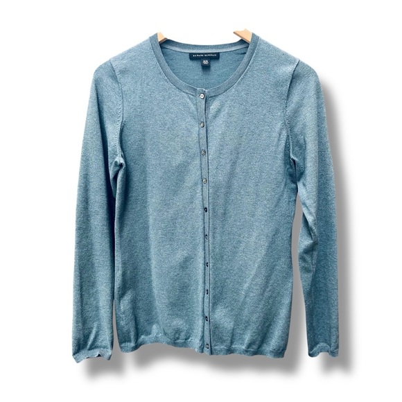 Banana Republic Teal ButtonUp Silk Blend Cardigan Sz-M Old Money Preppy Corpcore - Picture 5 of 12